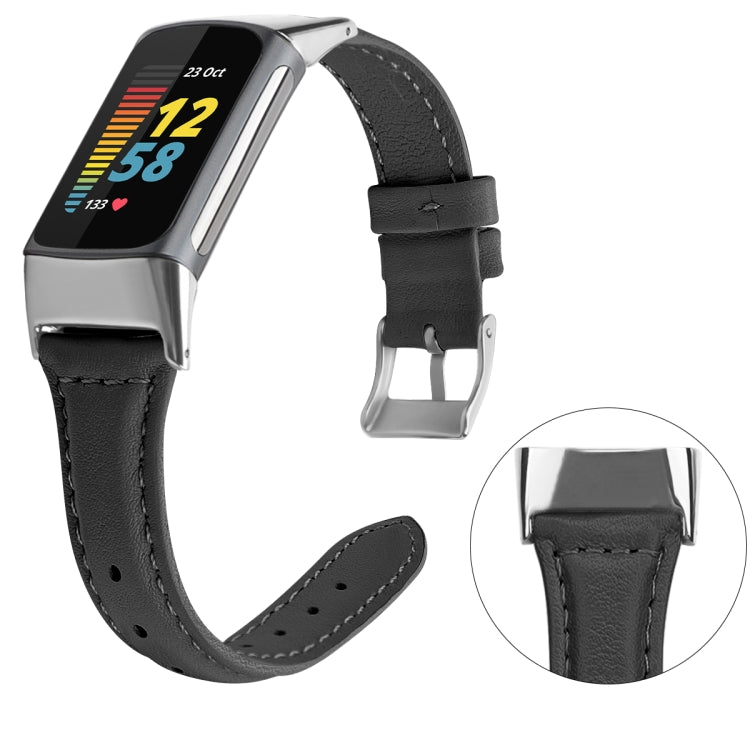 For Fitbit Charge 5 FC5-18 Leather Strap Watchband, S, L