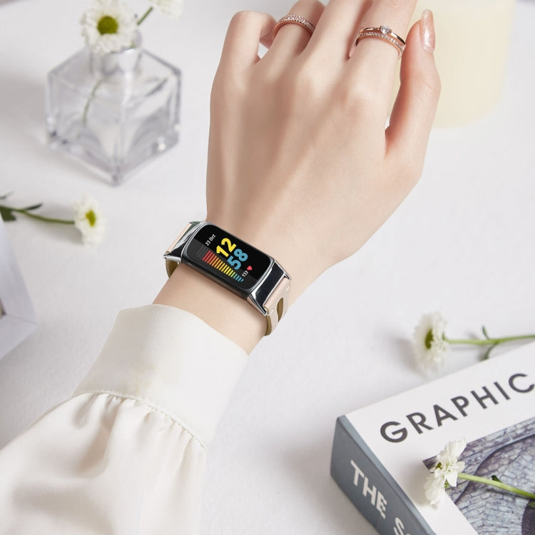 FC5-18 Pointed Tail Leather Strap Watchband, For Fitbit Charge 5