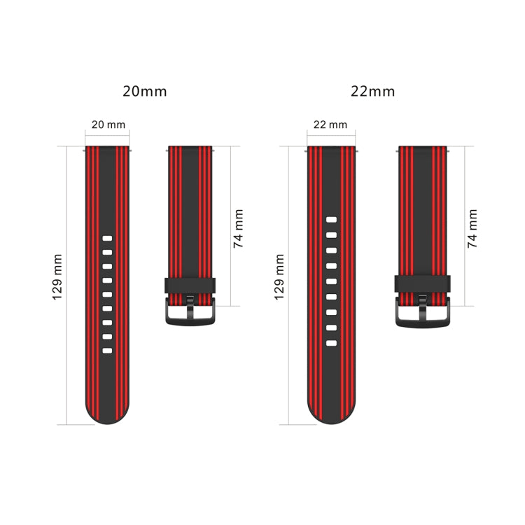 Stripe Silicone Watchband, 20mm, 22mm