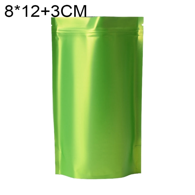 100 PCS/Set Matte Aluminum Foil Snack Stand-up Pouch, 8x12+3cm, 9x13+3cm, 10x15+3cm, 12x20+4cm 8x12+3cm Green