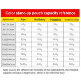 100 PCS/Set Matte Aluminum Foil Snack Stand-up Pouch, 8x12+3cm, 9x13+3cm, 10x15+3cm, 12x20+4cm