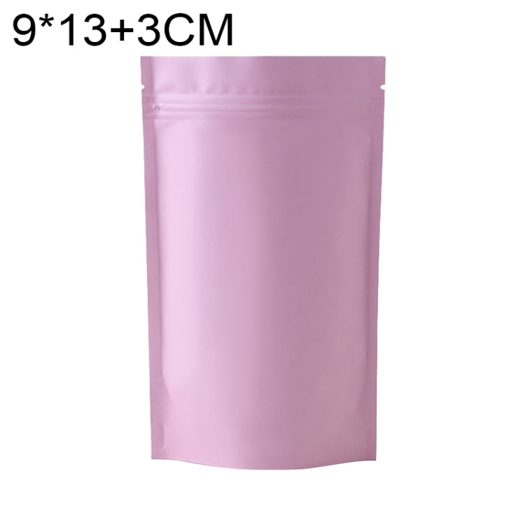 100 PCS/Set Matte Aluminum Foil Snack Stand-up Pouch, 8x12+3cm, 9x13+3cm, 10x15+3cm, 12x20+4cm 9x13+3cm Pink