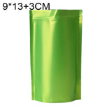 100 PCS/Set Matte Aluminum Foil Snack Stand-up Pouch, 8x12+3cm, 9x13+3cm, 10x15+3cm, 12x20+4cm 9x13+3cm Green