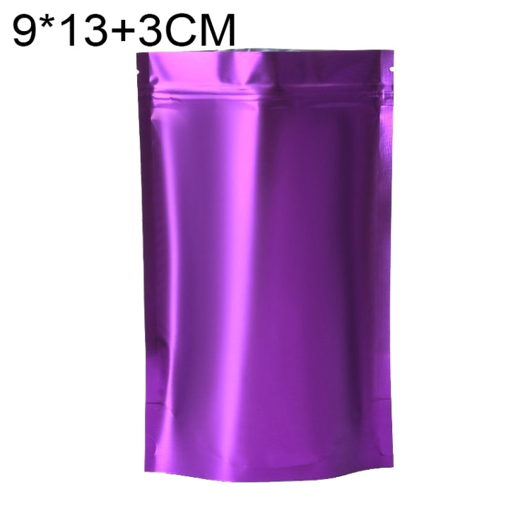 100 PCS/Set Matte Aluminum Foil Snack Stand-up Pouch, 8x12+3cm, 9x13+3cm, 10x15+3cm, 12x20+4cm 9x13+3cm Purple