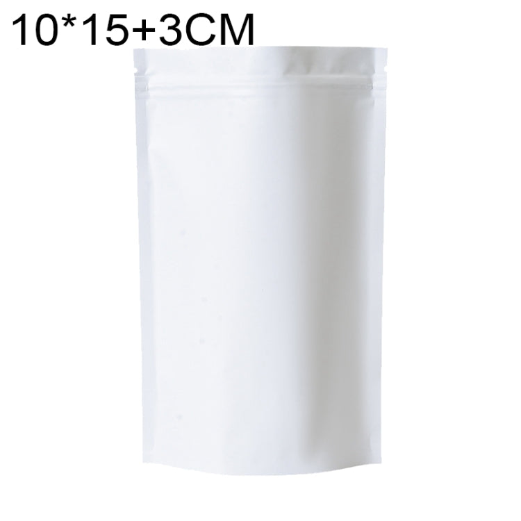 100 PCS/Set Matte Aluminum Foil Snack Stand-up Pouch, 8x12+3cm, 9x13+3cm, 10x15+3cm, 12x20+4cm 10x15+3cm White