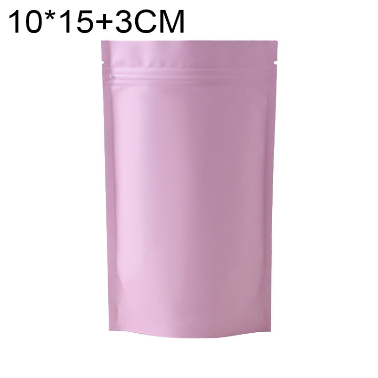 100 PCS/Set Matte Aluminum Foil Snack Stand-up Pouch, 8x12+3cm, 9x13+3cm, 10x15+3cm, 12x20+4cm 10x15+3cm Pink