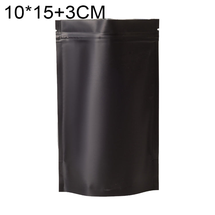 100 PCS/Set Matte Aluminum Foil Snack Stand-up Pouch, 8x12+3cm, 9x13+3cm, 10x15+3cm, 12x20+4cm 10x15+3cm Black