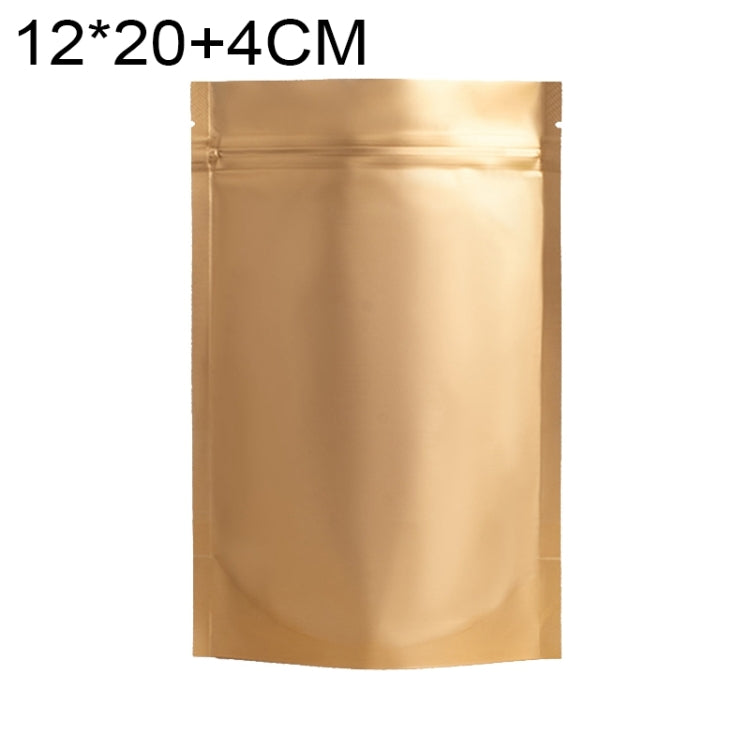 100 PCS/Set Matte Aluminum Foil Snack Stand-up Pouch, 8x12+3cm, 9x13+3cm, 10x15+3cm, 12x20+4cm 12x20+4cm Gold