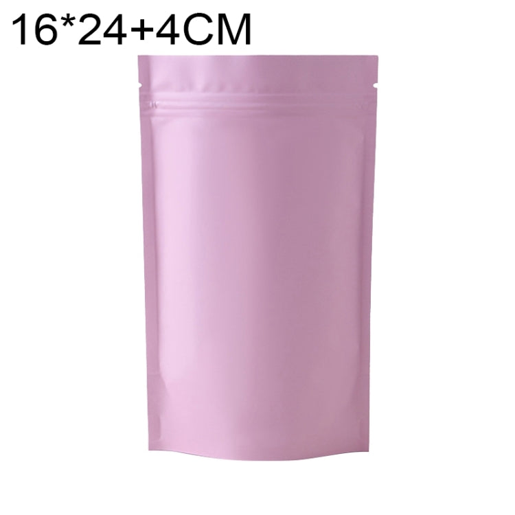 100 PCS/Set Matte Aluminum Foil Snack Stand-up Pouch, 14x20+4cm, 15x22+4cm, 16x24+4cm, 18x26+4cm 16x24+4cm Pink