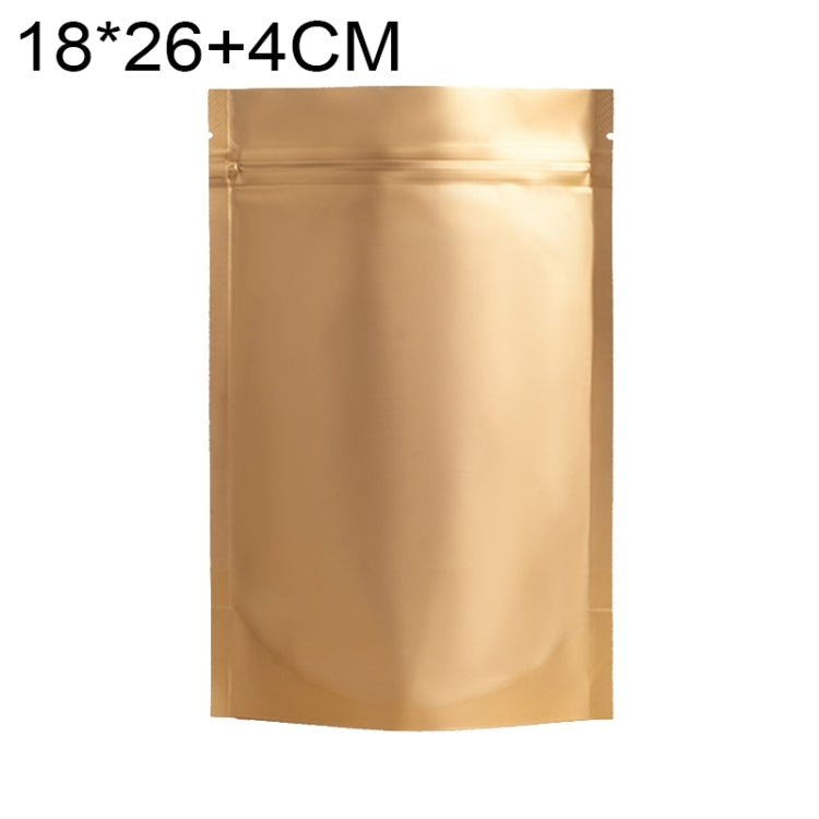 100 PCS/Set Matte Aluminum Foil Snack Stand-up Pouch, 14x20+4cm, 15x22+4cm, 16x24+4cm, 18x26+4cm 18x26+4cm Gold