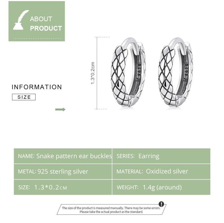 S925 Sterling Silver Snake Texture Ear Buckle Women Earrings, Snake Texture - Zen Craft