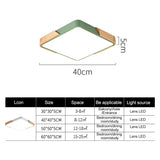 Wood Macaron LED Square Ceiling Lamp, White Light, 30cm, 40cm, 50cm, 60cm