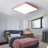Wood Macaron LED Square Ceiling Lamp, White Light, 30cm, 40cm, 50cm, 60cm