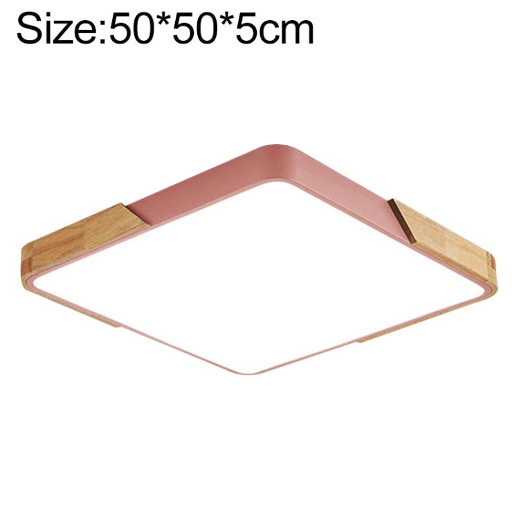 Wood Macaron LED Square Ceiling Lamp, White Light, 30cm, 40cm, 50cm, 60cm 50cm Pink