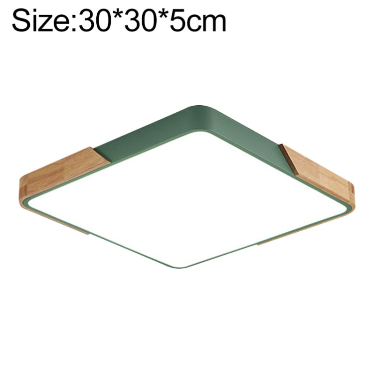 Wood Macaron LED Square Ceiling Lamp, 3-Colors Light, 30cm, 40cm, 50cm, 60cm 30cm Green