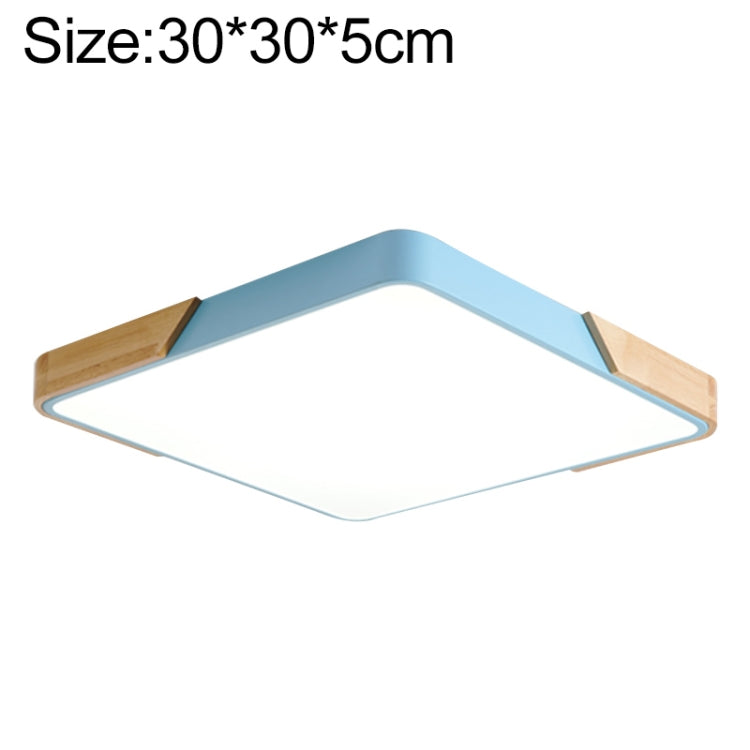 Wood Macaron LED Square Ceiling Lamp, 3-Colors Light, 30cm, 40cm, 50cm, 60cm 30cm Blue