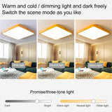 Wood Macaron LED Square Ceiling Lamp, 3-Colors Light, 30cm, 40cm, 50cm, 60cm