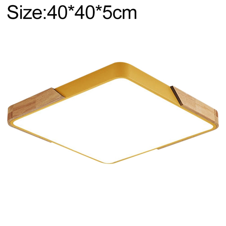 Wood Macaron LED Square Ceiling Lamp, 3-Colors Light, 30cm, 40cm, 50cm, 60cm 40cm Yellow