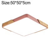 Wood Macaron LED Square Ceiling Lamp, 3-Colors Light, 30cm, 40cm, 50cm, 60cm 50cm Pink