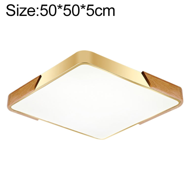 Wood Macaron LED Square Ceiling Lamp, 3-Colors Light, 30cm, 40cm, 50cm, 60cm 50cm Gold