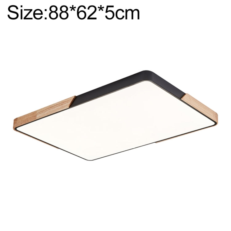 Wood Macaron LED Rectangle Ceiling Lamp, White Light, 88x62cm, 110x70cm 88x62cm Black