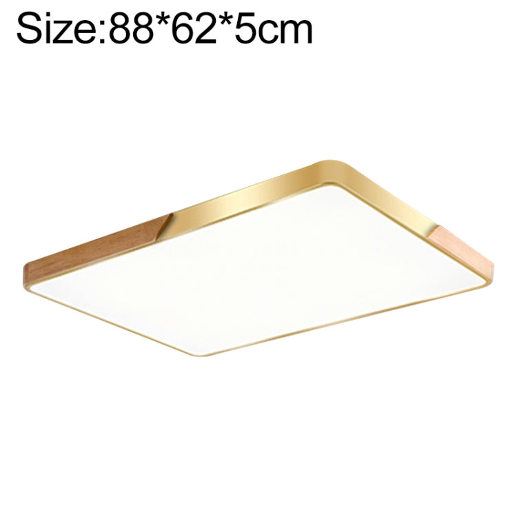 Wood Macaron LED Rectangle Ceiling Lamp, White Light, 88x62cm, 110x70cm 88x62cm Gold