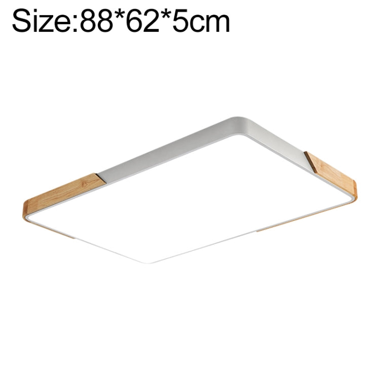 Wood Macaron LED Rectangle Ceiling Lamp, White Light, 88x62cm, 110x70cm 88x62cm White
