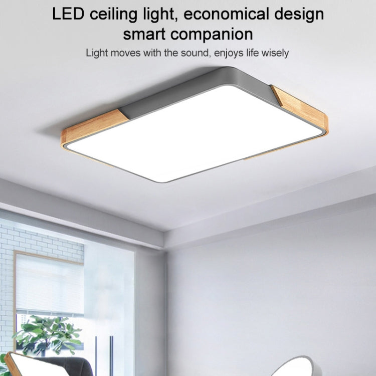 Wood Macaron LED Rectangle Ceiling Lamp, White Light, 88x62cm, 110x70cm