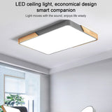 Wood Macaron LED Rectangle Ceiling Lamp, White Light, 88x62cm, 110x70cm