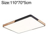 Wood Macaron LED Rectangle Ceiling Lamp, White Light, 88x62cm, 110x70cm 110x70cm Black