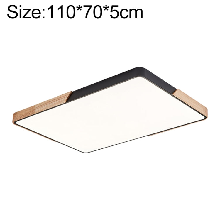 Wood Macaron LED Rectangle Ceiling Lamp, White Light, 88x62cm, 110x70cm 110x70cm Black