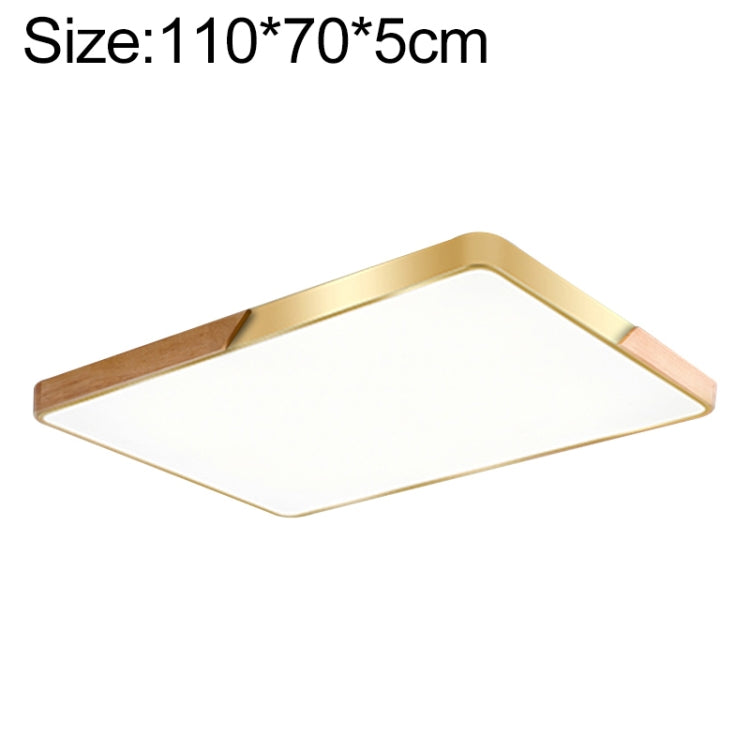 Wood Macaron LED Rectangle Ceiling Lamp, White Light, 88x62cm, 110x70cm 110x70cm Gold