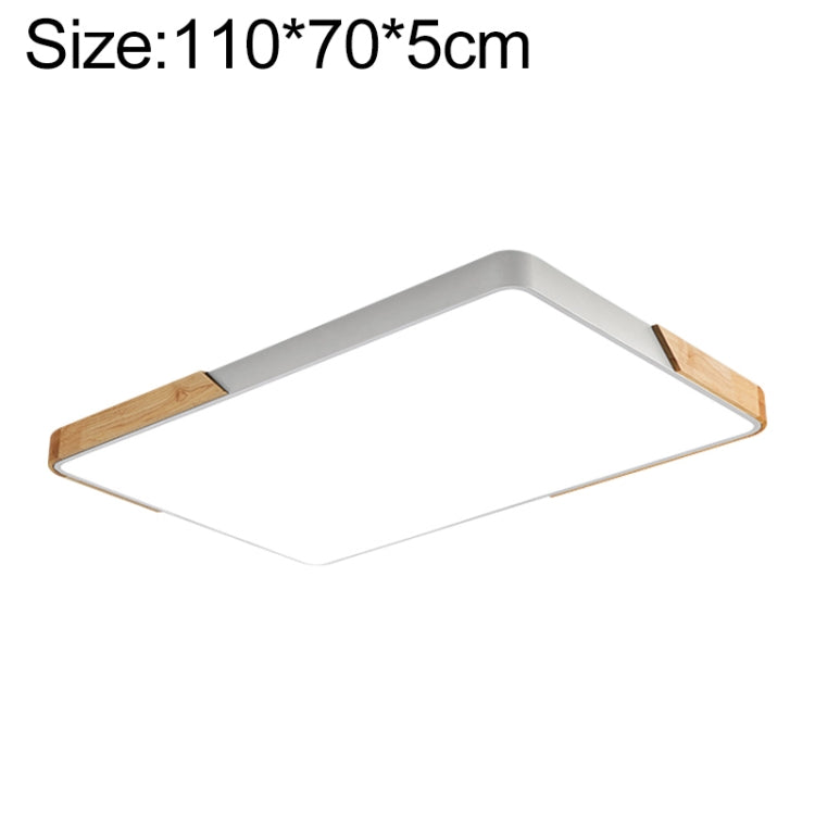 Wood Macaron LED Rectangle Ceiling Lamp, White Light, 88x62cm, 110x70cm 110x70cm White