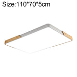 Wood Macaron LED Rectangle Ceiling Lamp, White Light, 88x62cm, 110x70cm 110x70cm White