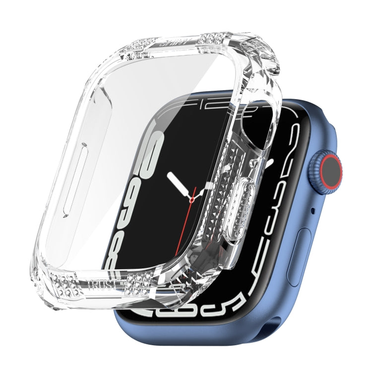 Rhombus Belt Drill + Tempered Film Integrated Case, For Apple Watch Series 9 / 8 / 7 41mm, For Apple Watch Series 9 / 8 / 7 45mm