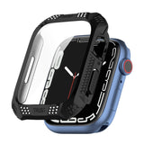 Rhombus Belt Drill + Tempered Film Integrated Case, For Apple Watch Series 9 / 8 / 7 41mm, For Apple Watch Series 9 / 8 / 7 45mm