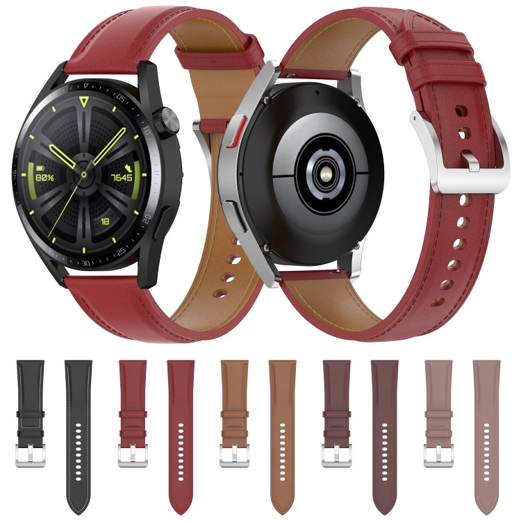 22mm Genuine Leather Watch Strap for Huawei Watch GT3 46mm/GT2 46mm/Samsung Galaxy Watch3 45mm