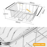 Kitchen Dish Drainer Sink Drain Basket Washing Vegetable Fruit Drying Holder Stainless Steel Adjustable Rack, Arch Net Style, Flat Bottom Style, Ordinary Style
