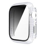 Diamond PC + Tempered Glass Watch Case For Apple Watch Series, 7 41mm, 7 45mm