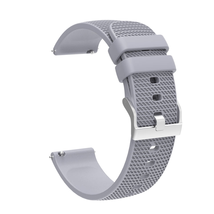 Pockmarked Silver Buckle Silicone Watch Strap for Huawei Watch / Samsung Galaxy Watch, 20mm, 22mm
