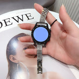 Universal Four-Row Diamond Metal Watch Band, 20mm, 22mm