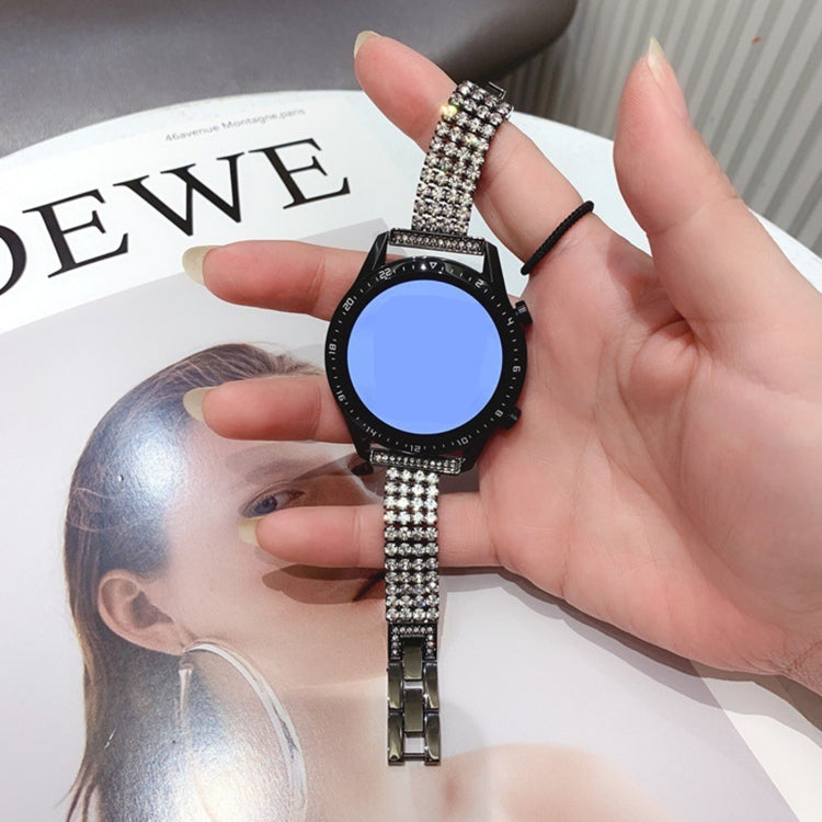 Universal Four-Row Diamond Metal Watch Band, 20mm, 22mm