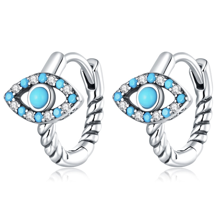 S925 Sterling Silver Turquoise Devil Eye Ear Buckle Women Earrings