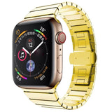 One-bead Steel Butterfly Buckle Watch Band For Apple Watch Series, For Apple Watch Ultra 49mm / Series 8&7 45mm, For Apple Watch Series 8&7 41mm, 7 41mm / 6&SE&5&4 40mm / 3&2&1 38mm, 7 45mm / 6&SE&5&4 44mm / 3&2&1 42mm