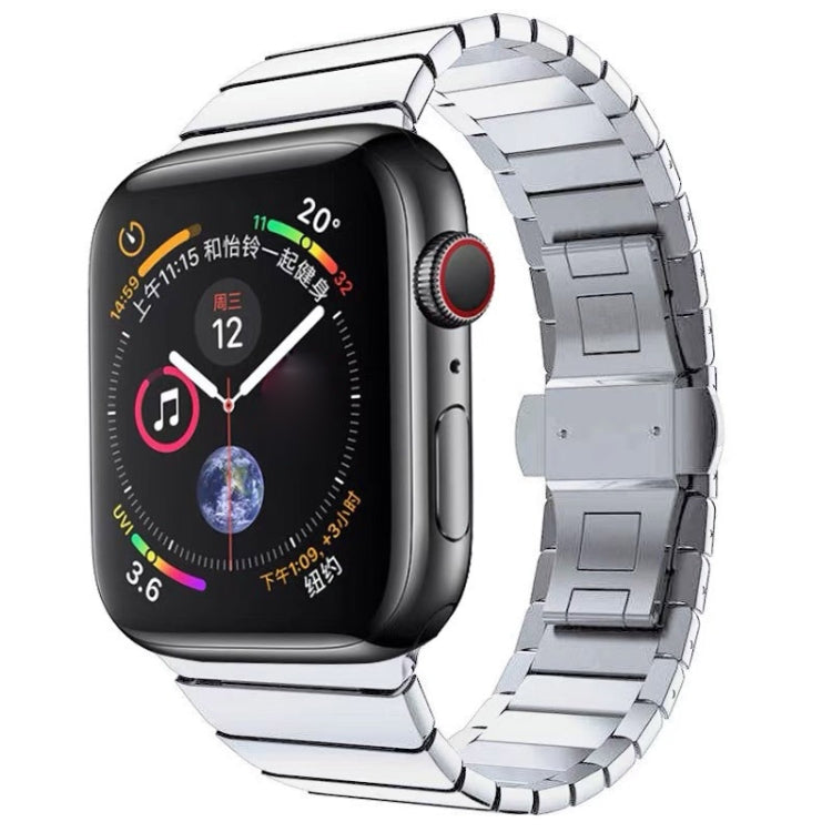 One-bead Steel Butterfly Buckle Watch Band For Apple Watch Series, For Apple Watch Ultra 49mm / Series 8&7 45mm, For Apple Watch Series 8&7 41mm, 7 41mm / 6&SE&5&4 40mm / 3&2&1 38mm, 7 45mm / 6&SE&5&4 44mm / 3&2&1 42mm