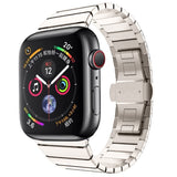One-bead Steel Butterfly Buckle Watch Band For Apple Watch Series, For Apple Watch Ultra 49mm / Series 8&7 45mm, For Apple Watch Series 8&7 41mm, 7 41mm / 6&SE&5&4 40mm / 3&2&1 38mm, 7 45mm / 6&SE&5&4 44mm / 3&2&1 42mm