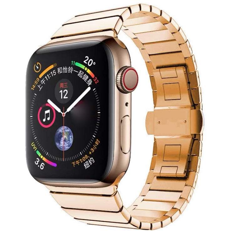One-bead Steel Butterfly Buckle Watch Band For Apple Watch Series, For Apple Watch Ultra 49mm / Series 8&7 45mm, For Apple Watch Series 8&7 41mm, 7 41mm / 6&SE&5&4 40mm / 3&2&1 38mm, 7 45mm / 6&SE&5&4 44mm / 3&2&1 42mm