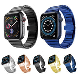 One-bead Steel Butterfly Buckle Watch Band For Apple Watch Series, For Apple Watch Ultra 49mm / Series 8&7 45mm, For Apple Watch Series 8&7 41mm, 7 41mm / 6&SE&5&4 40mm / 3&2&1 38mm, 7 45mm / 6&SE&5&4 44mm / 3&2&1 42mm