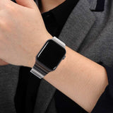 One-bead Steel Butterfly Buckle Watch Band For Apple Watch Series, For Apple Watch Ultra 49mm / Series 8&7 45mm, For Apple Watch Series 8&7 41mm, 7 41mm / 6&SE&5&4 40mm / 3&2&1 38mm, 7 45mm / 6&SE&5&4 44mm / 3&2&1 42mm