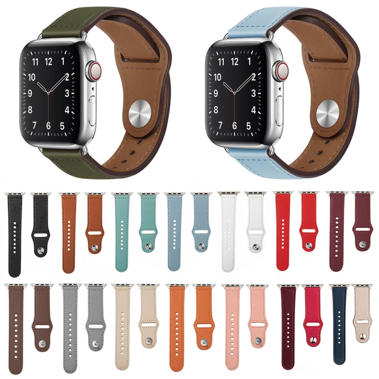 Nail Silver Buckle Leather Watch Band For Apple Watch Series, For Apple Watch Series 9&8&7 41mm / SE 3&SE 2&6&SE&5&4 40mm / 3&2&1 38mm, For Apple Watch Ultra 49mm&Watch Ultra 2 49mm / Series 9&8&7 45mm / SE 3&SE 2&6&SE&5&4 44mm                         ...